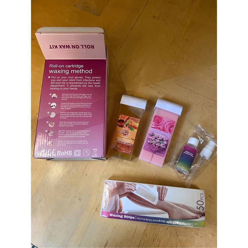 New in Box! Roll On Wax Kit Honey and Rose with 50 Waxing Strips